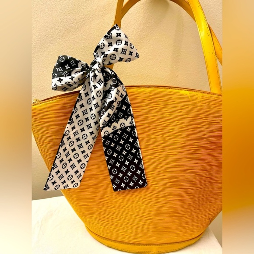 Black White Monogram Bandeau Silk Twilly Scarf - Picture 2 of 9